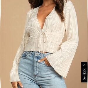 Lulu's Cream Pleated Blouse
